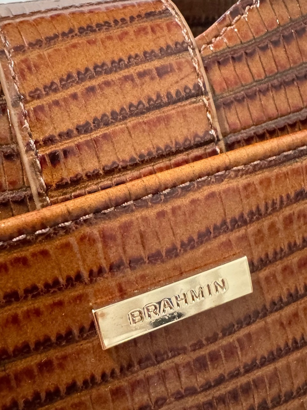 NWT Brahmin Adrian Jardim satchel bag with raffia and croc-embossed leather - Picture 6 of 9